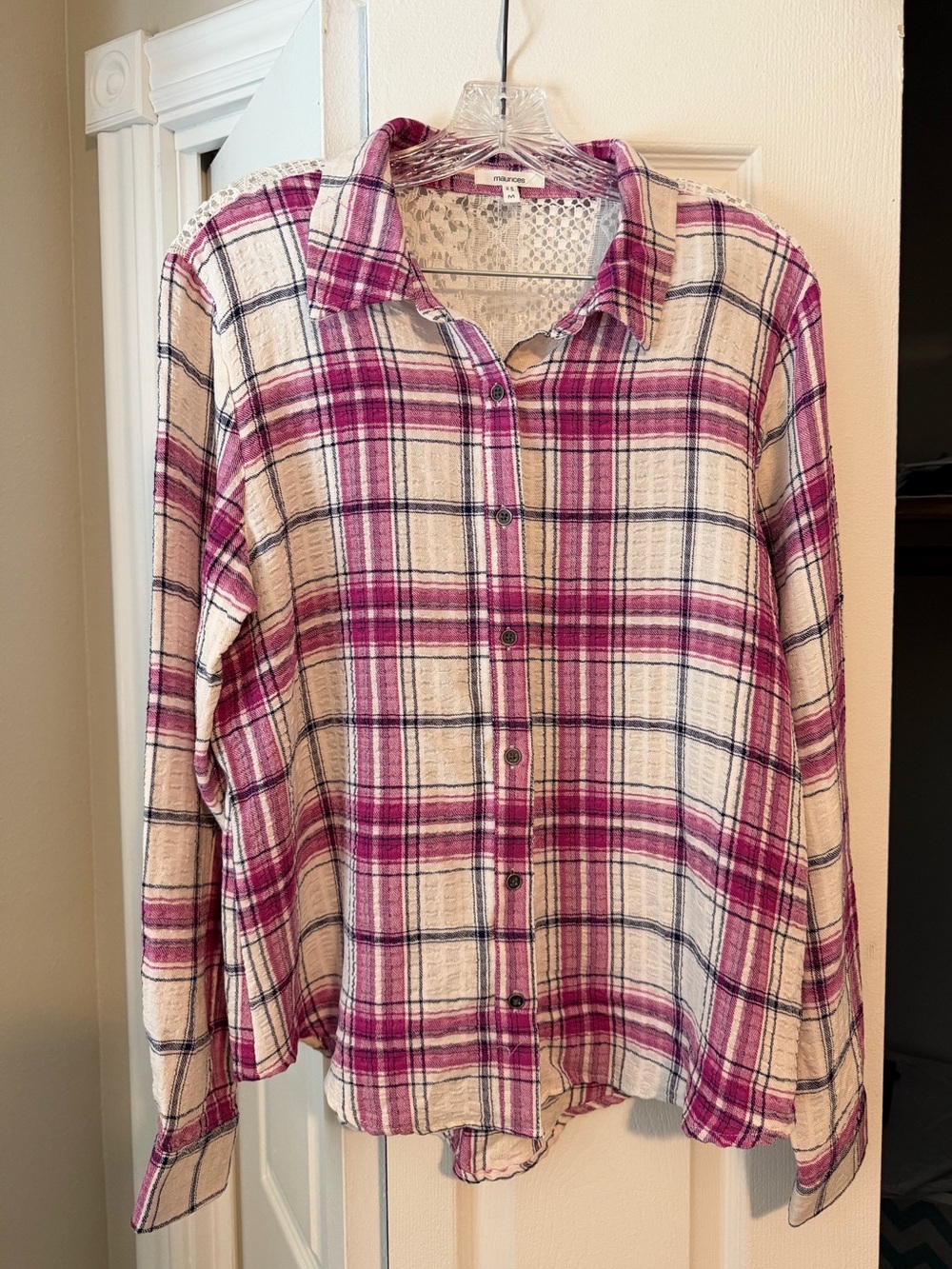Maurice’s plaid button up lace medium